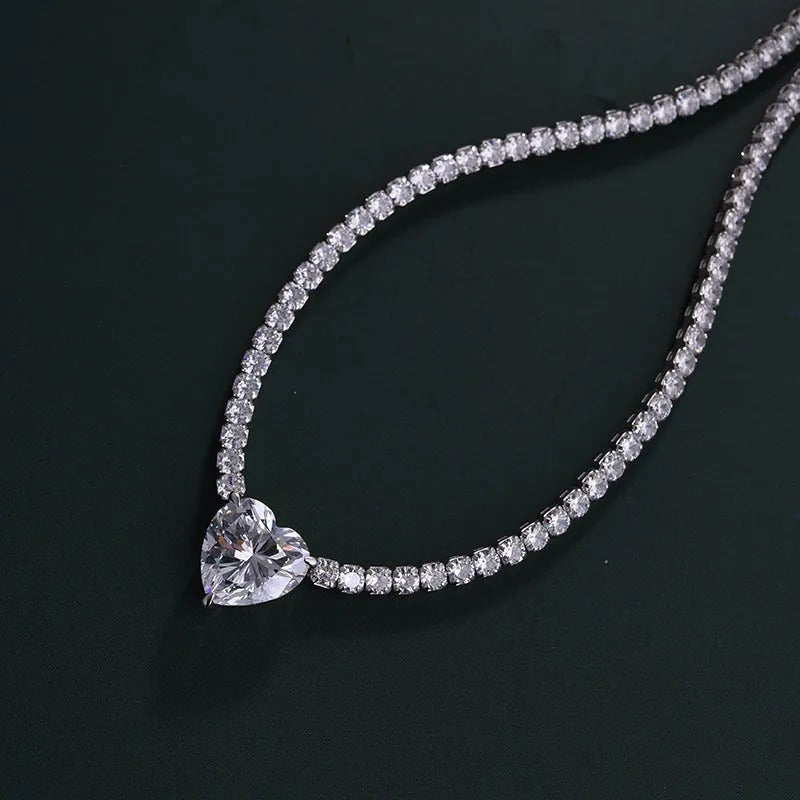 5.0Ct Elegant Heart Cut Sona Simulated Diamond Pendant with Necklace In Sterling Silver