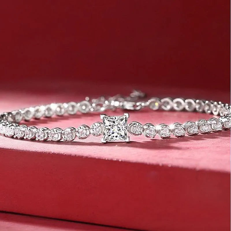 Moissanite 1.0 Carat Square Princess Cut Bracelet