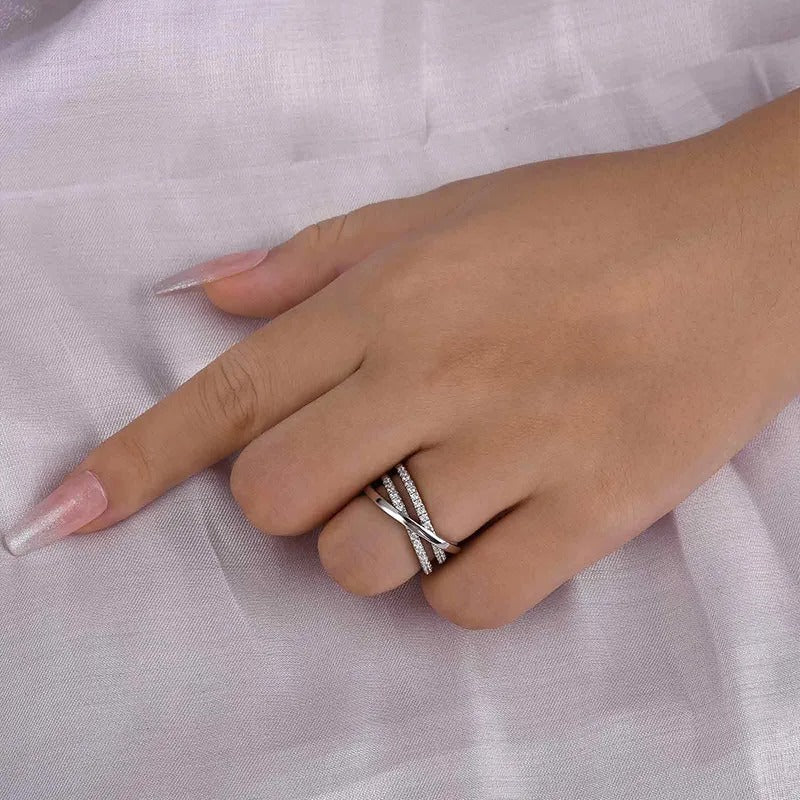 Precious Three Layer Cross Wedding Band