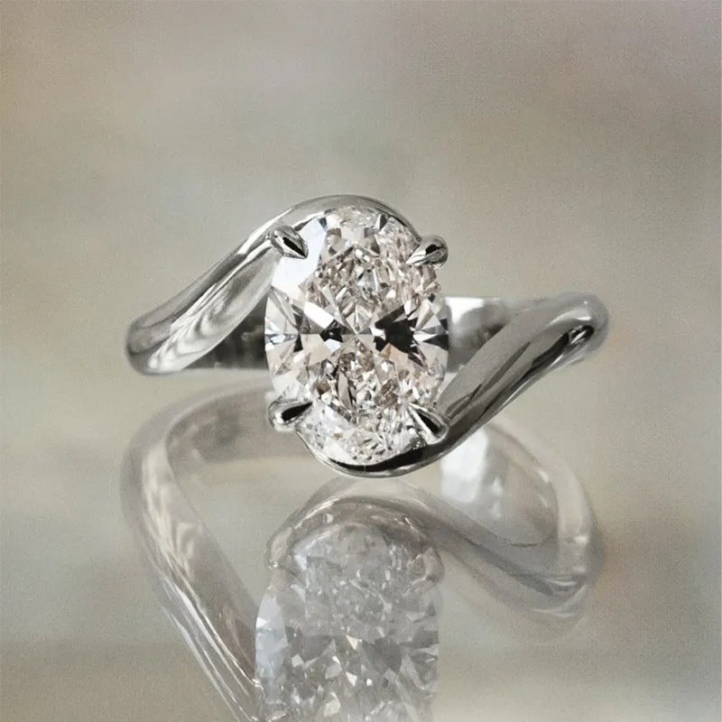 4.5Ct Oval Cut Unique Engagement Ring Travel Rings In Sterling Silver