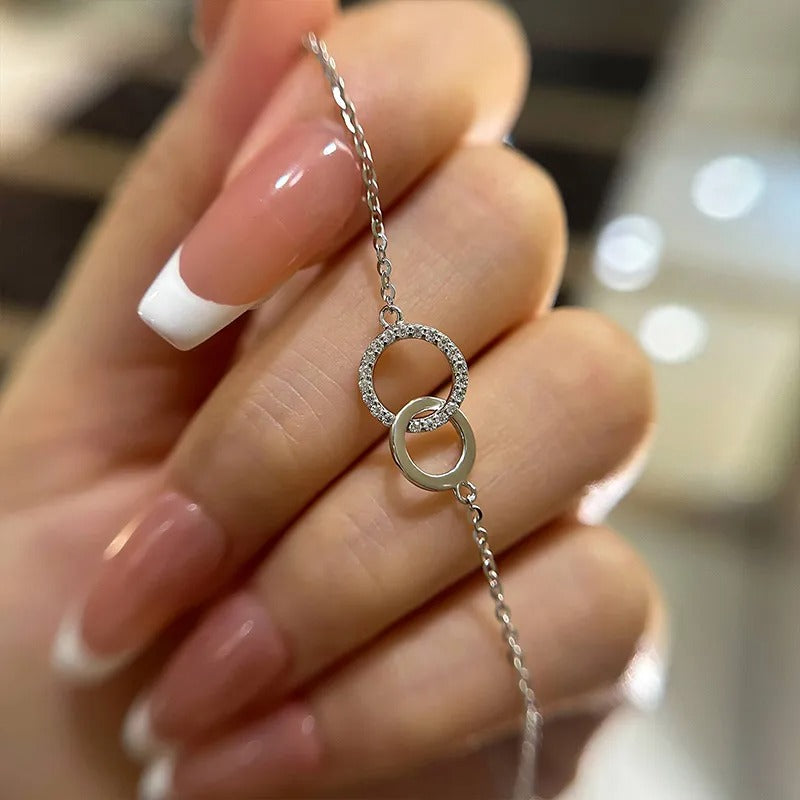 Moissanite Round Cut Bracelet In Sterling Silver