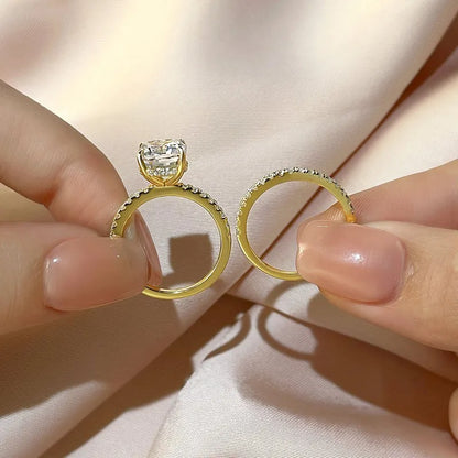 2.5 Carat Cushion Cut Bridal Wedding Ring Set Travel Ring With Half Eternity Wedding Band