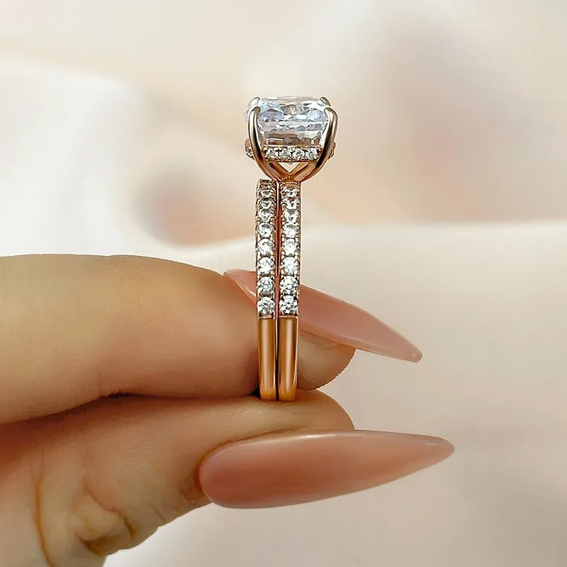 2.5 Carat Cushion Cut Bridal Wedding Ring Set Travel Ring With Half Eternity Wedding Band