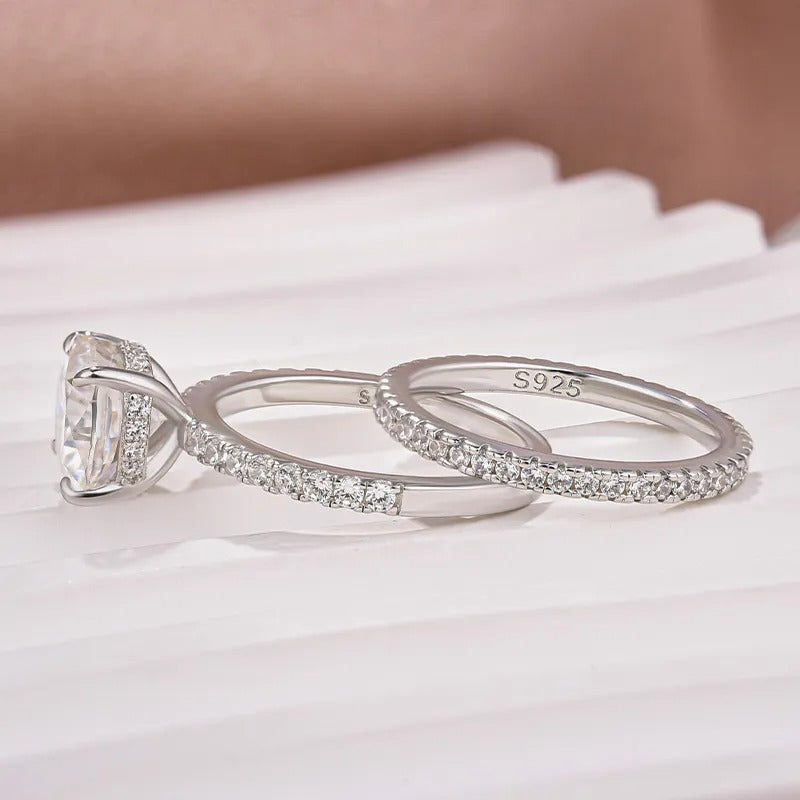 2.5 Carat Cushion Cut Bridal Wedding Ring Set Travel Ring With Half Eternity Wedding Band