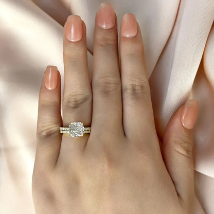 2.5 Carat Cushion Cut Bridal Wedding Ring Set Travel Ring With Half Eternity Wedding Band