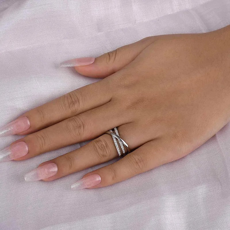 Precious Three Layer Cross Wedding Band