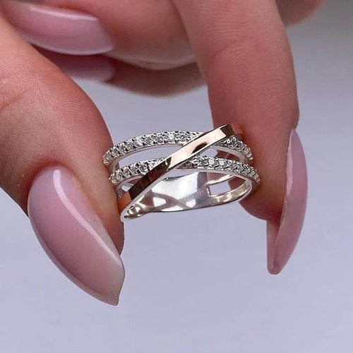 Precious Three Layer Cross Wedding Band