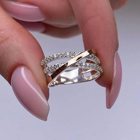 Precious Three Layer Cross Wedding Band