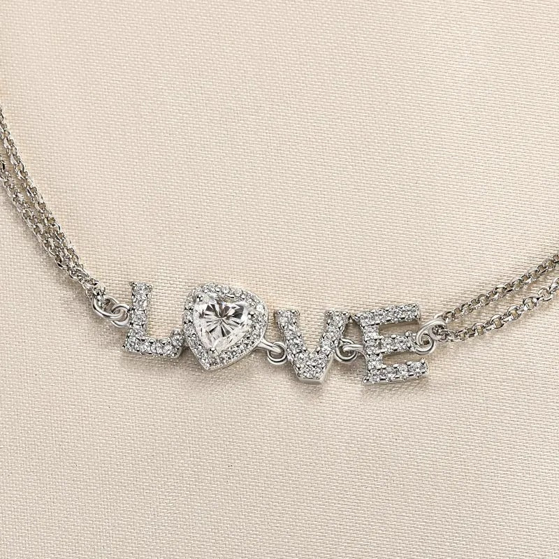 Moissanite Heart-shaped Round Cut Bracelet
