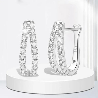 1.0Ct Moissanite Noble U-shaped Round Cut Earrings