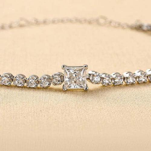 Moissanite 1.0 Carat Square Princess Cut Bracelet