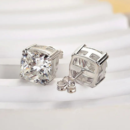 4.2Ct Glittering Crushed Ice Cushion Cut Stud Earrings For Women