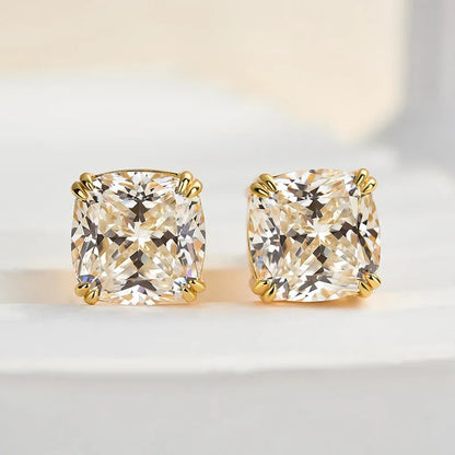 4.2Ct Glittering Crushed Ice Cushion Cut Stud Earrings For Women