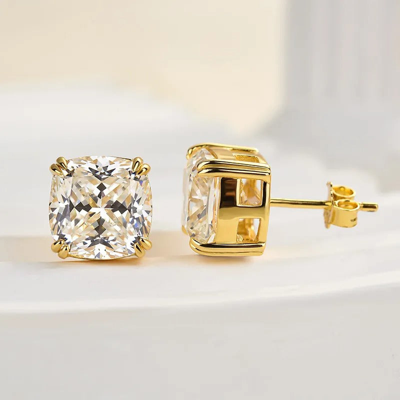 4.2Ct Glittering Crushed Ice Cushion Cut Stud Earrings For Women