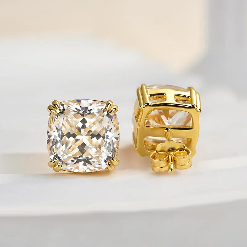 4.2Ct Glittering Crushed Ice Cushion Cut Stud Earrings For Women