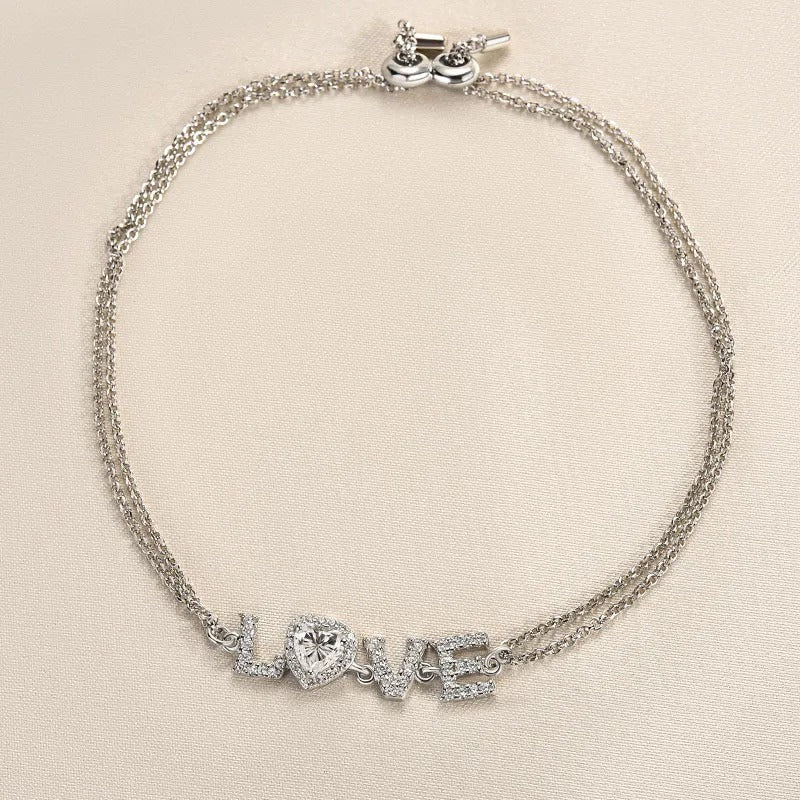 Moissanite Heart-shaped Round Cut Bracelet