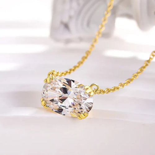 3.0Ct Exquisite Yellow Gold Oval Cut Pendant Necklace For Women In Sterling Silver