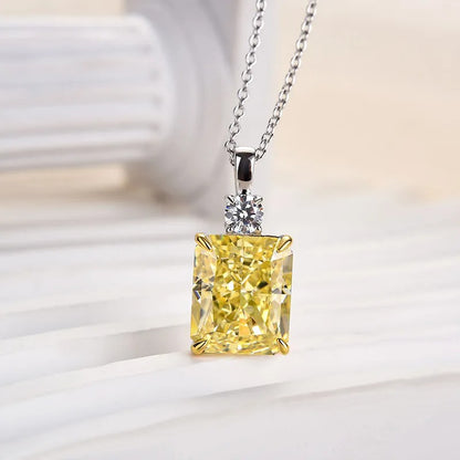 8.0Ct Elegant Yellow Sapphire Radiant Cut Pendant Necklace In Sterling Silver