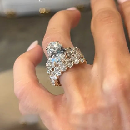 Luxe 3PC 4.0Ct Oval Cut Wedding Ring Set Travel Rings In Sterling Silver