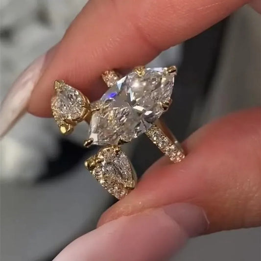 Unique 4.0Ct Marquise Cut Insert Wedding Ring Set For Women In Sterling Silver