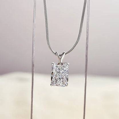 5.0 Carat Noble Crushed Ice Radiant Cut Pendant Necklace In Sterling Silver