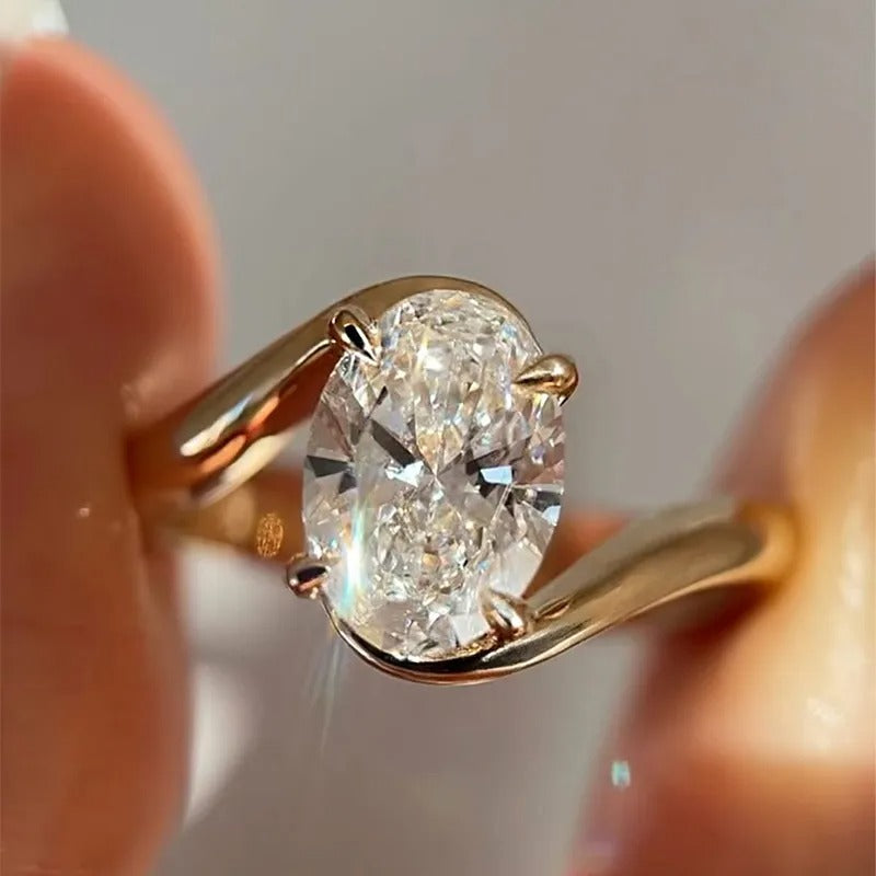 4.5Ct Oval Cut Unique Engagement Ring Travel Rings In Sterling Silver