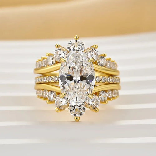 Exclusive 4.0Ct Oval Cut Wedding Ring Set Travel Ring With Jacket Wedding Band