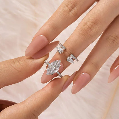 Unique 4.0Ct Marquise Cut Insert Wedding Ring Set For Women In Sterling Silver
