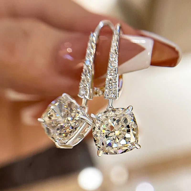 5.5Ct Exquisite Cushion Cut Women's Earrings In Sterling Silver