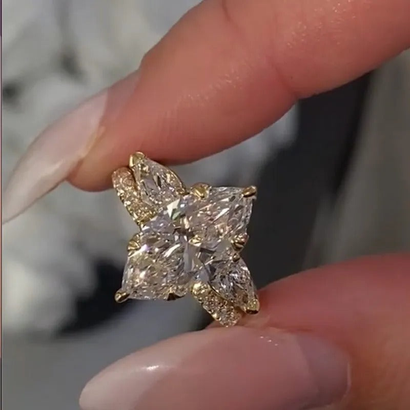 Unique 4.0Ct Marquise Cut Insert Wedding Ring Set For Women In Sterling Silver