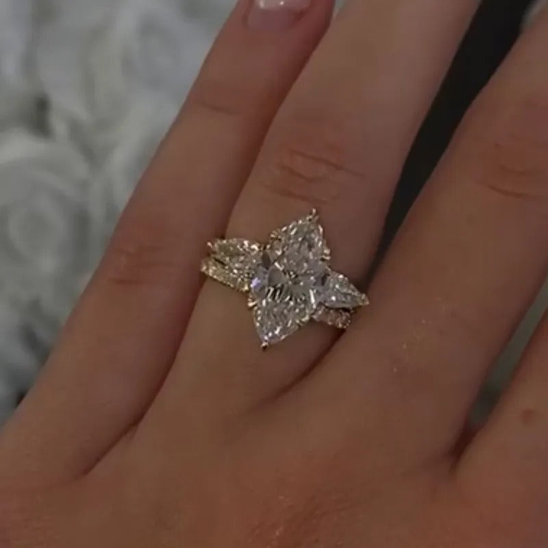 Unique 4.0Ct Marquise Cut Insert Wedding Ring Set For Women In Sterling Silver