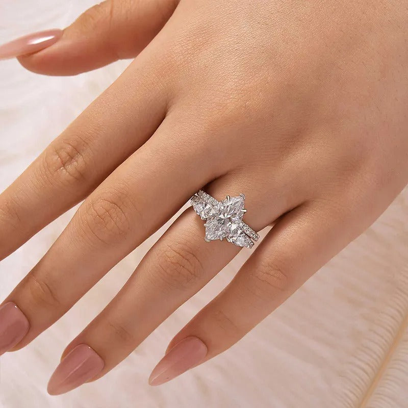 Unique 4.0Ct Marquise Cut Insert Wedding Ring Set For Women In Sterling Silver