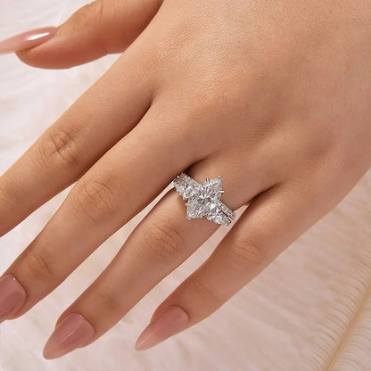 Unique 4.0Ct Marquise Cut Insert Wedding Ring Set For Women In Sterling Silver