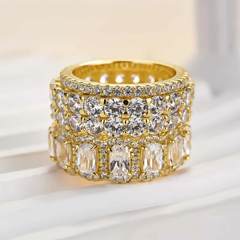 Luxurious Cushion Cut 4PC Wedding Band Set For Women In Sterling Silver