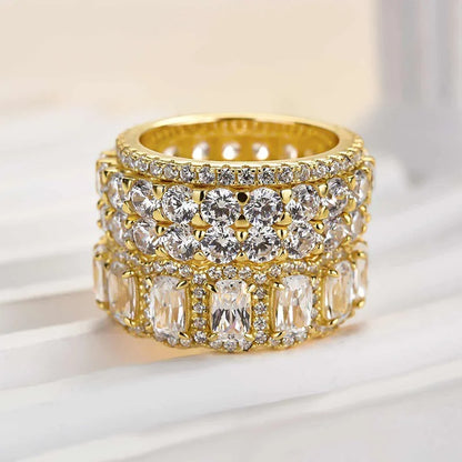 Luxurious Cushion Cut 4PC Wedding Band Set For Women In Sterling Silver