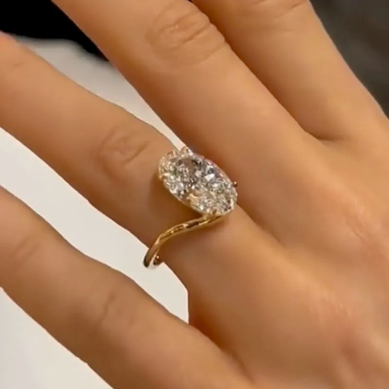 4.5Ct Oval Cut Unique Engagement Ring Travel Rings In Sterling Silver