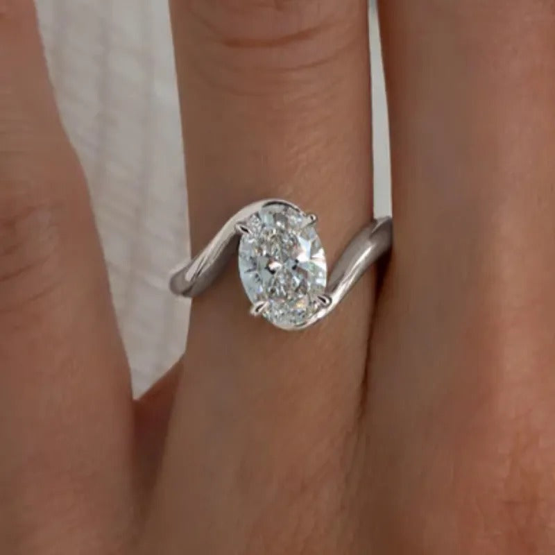 4.5Ct Oval Cut Unique Engagement Ring Travel Rings In Sterling Silver