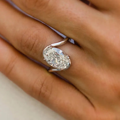4.5Ct Oval Cut Unique Engagement Ring Travel Rings In Sterling Silver