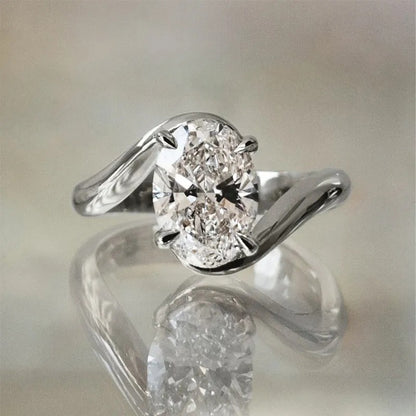 4.5Ct Oval Cut Unique Engagement Ring Travel Rings In Sterling Silver