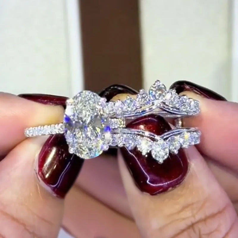 Exclusive 4.0Ct Oval Cut Wedding Ring Set Travel Ring With Jacket Wedding Band