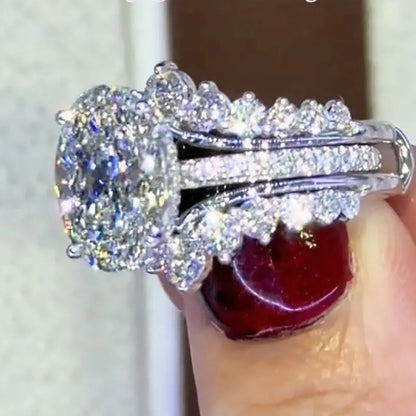 Exclusive 4.0Ct Oval Cut Wedding Ring Set Travel Ring With Jacket Wedding Band