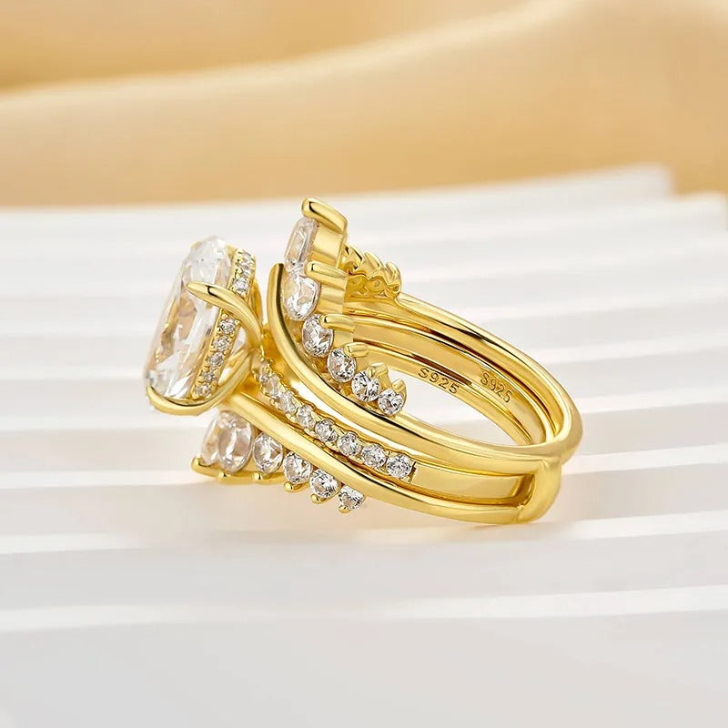Exclusive 4.0Ct Oval Cut Wedding Ring Set Travel Ring With Jacket Wedding Band