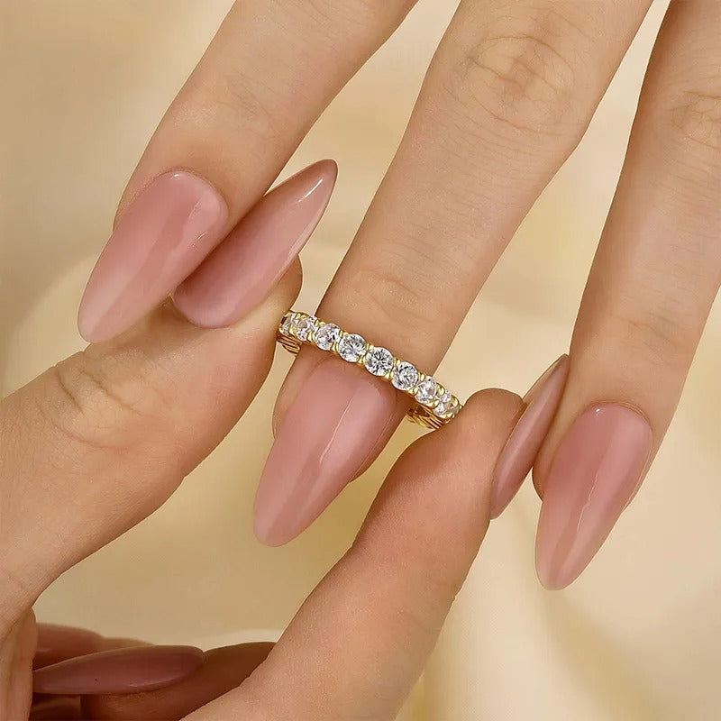 Eternity Round Cut Simulated Diamond Women's Wedding Band In Sterling Silver