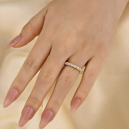 Eternity Round Cut Simulated Diamond Women's Wedding Band In Sterling Silver