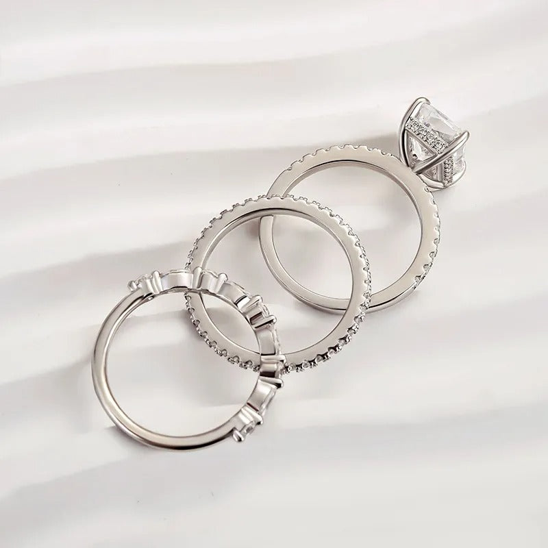 3.5 Carat Radiant Cut Simulated Diamond Wedding Ring with Round & Marquise Accents Bands