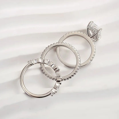 3.5 Carat Radiant Cut Simulated Diamond Wedding Ring with Round & Marquise Accents Bands